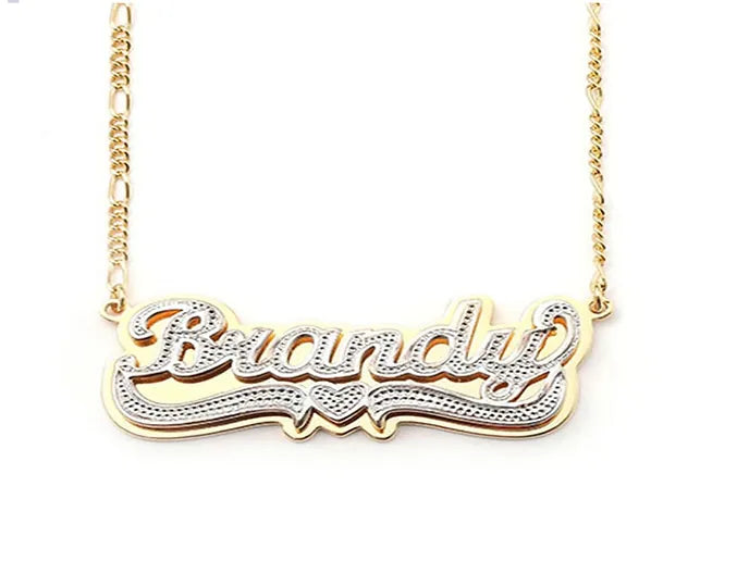 3D Double Plated Name Plate Necklace