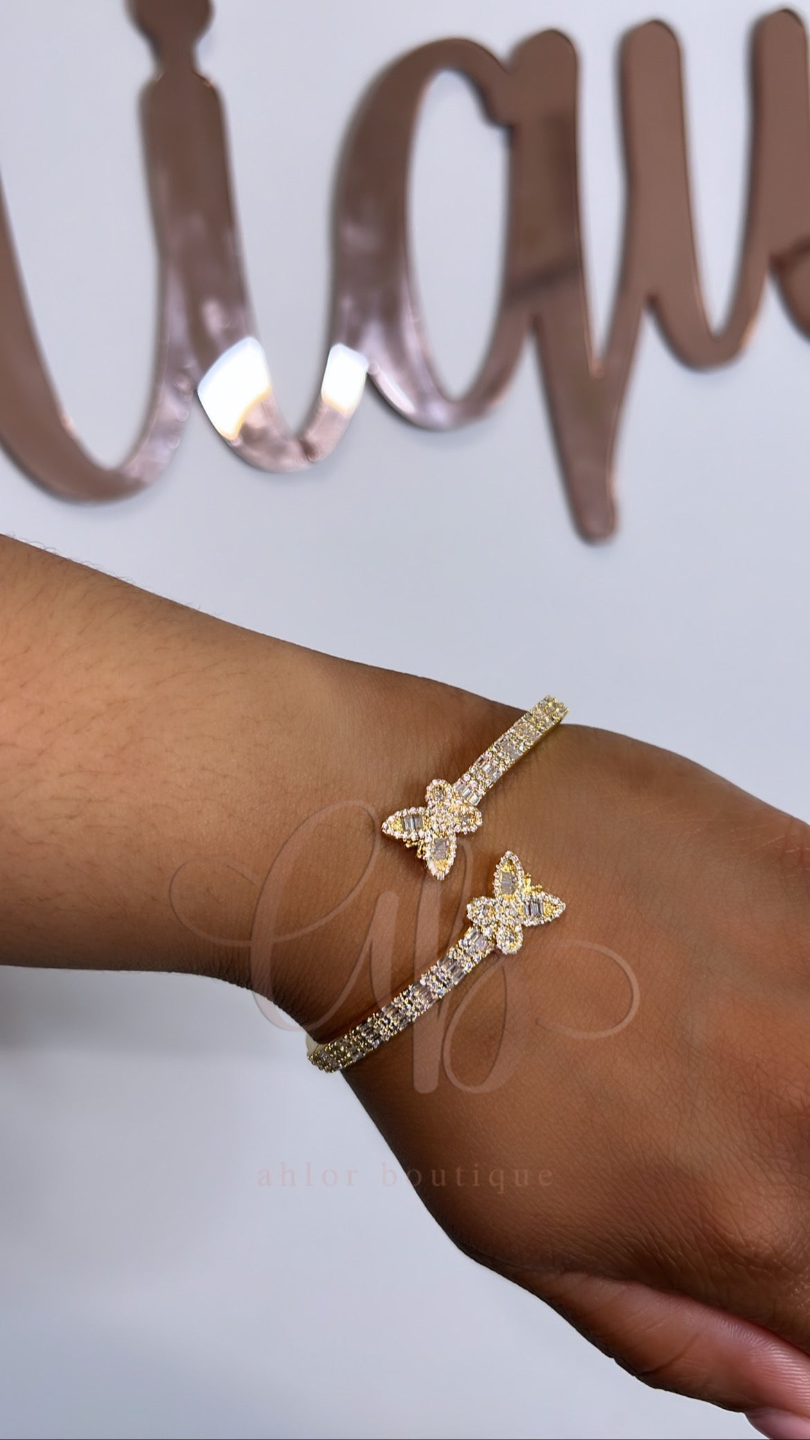 Baguette Butterfly Bangle