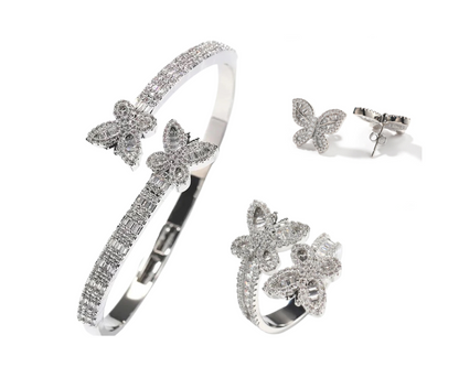 Baguette Butterfly Bangle Set