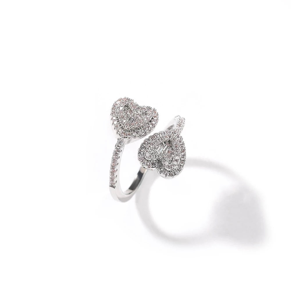 Adjustable Icy Heart Ring