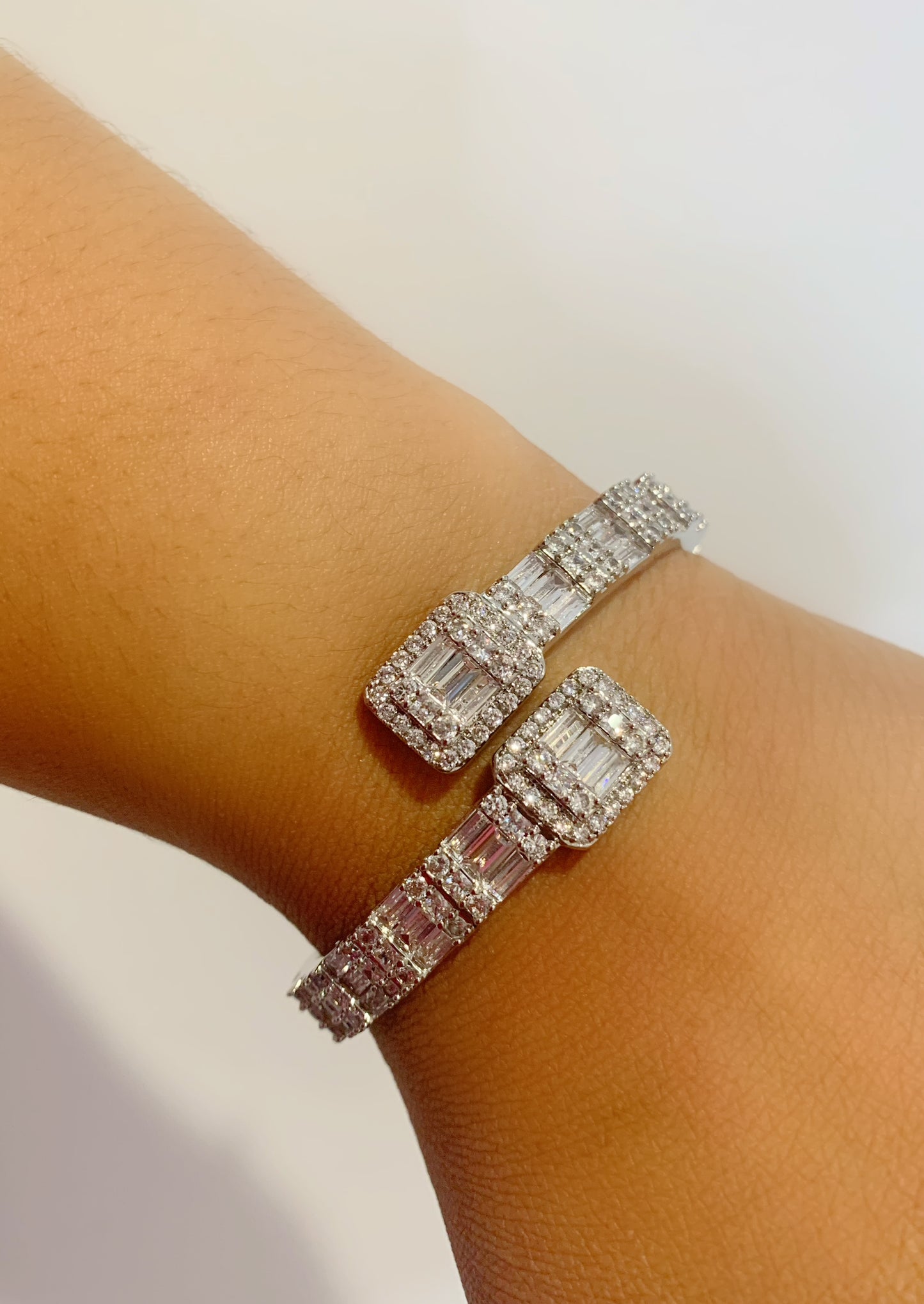 Open Baguette Bangle Bracelet