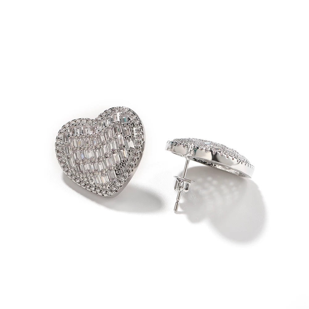 Curved Heart Stud Earrings