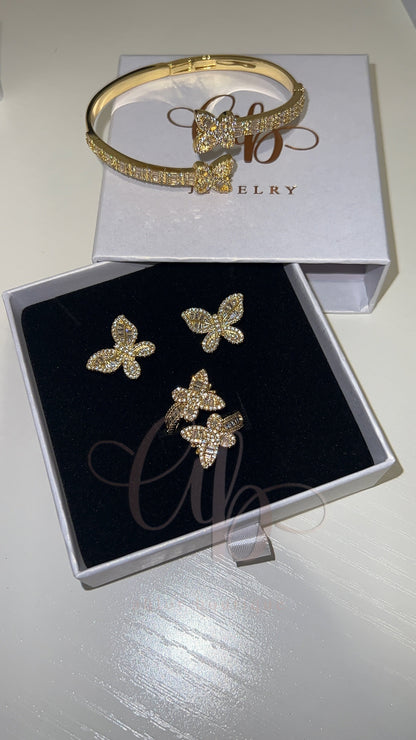 Baguette Butterfly Bangle Set