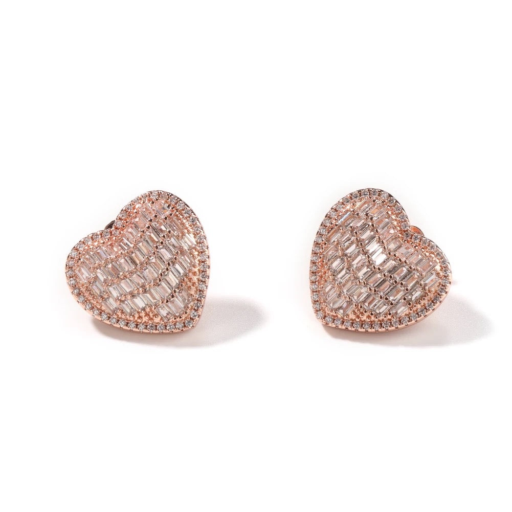 Curved Heart Stud Earrings