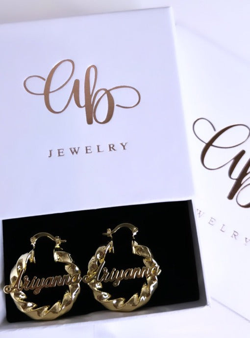 Personalized Twisted Hoop Earrings