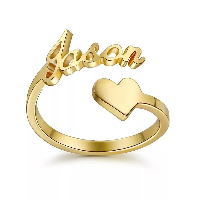 Personalized  Adjustable Heart Ring