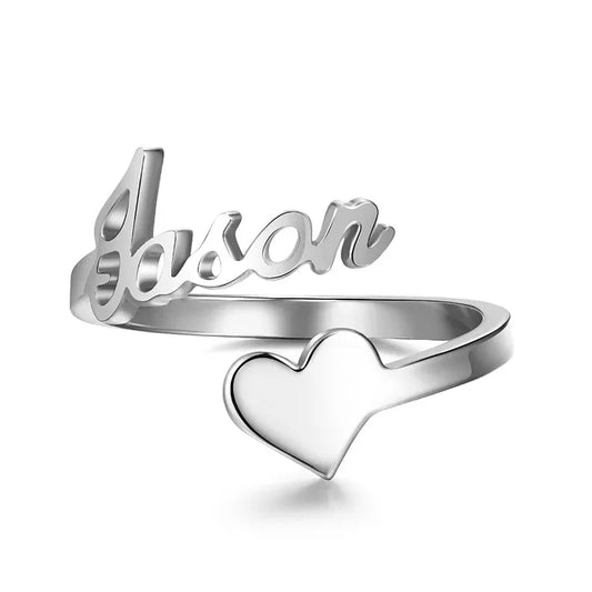 Personalized  Adjustable Heart Ring