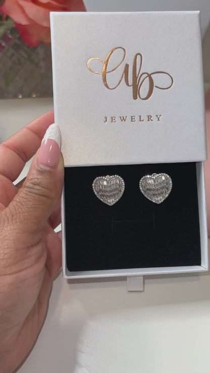 Curved Heart Stud Earrings