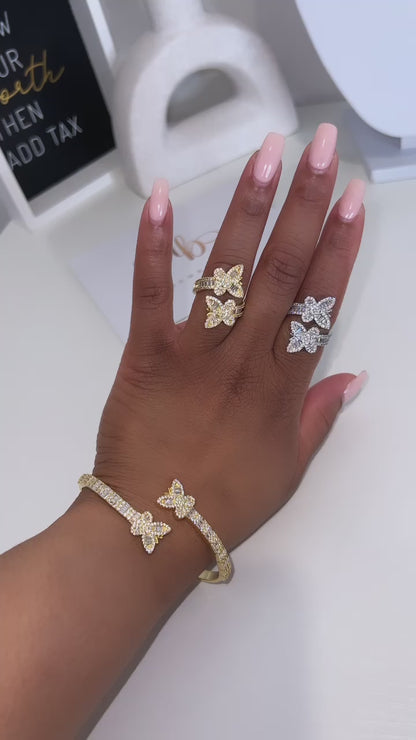 Baguette Butterfly Bangle Set